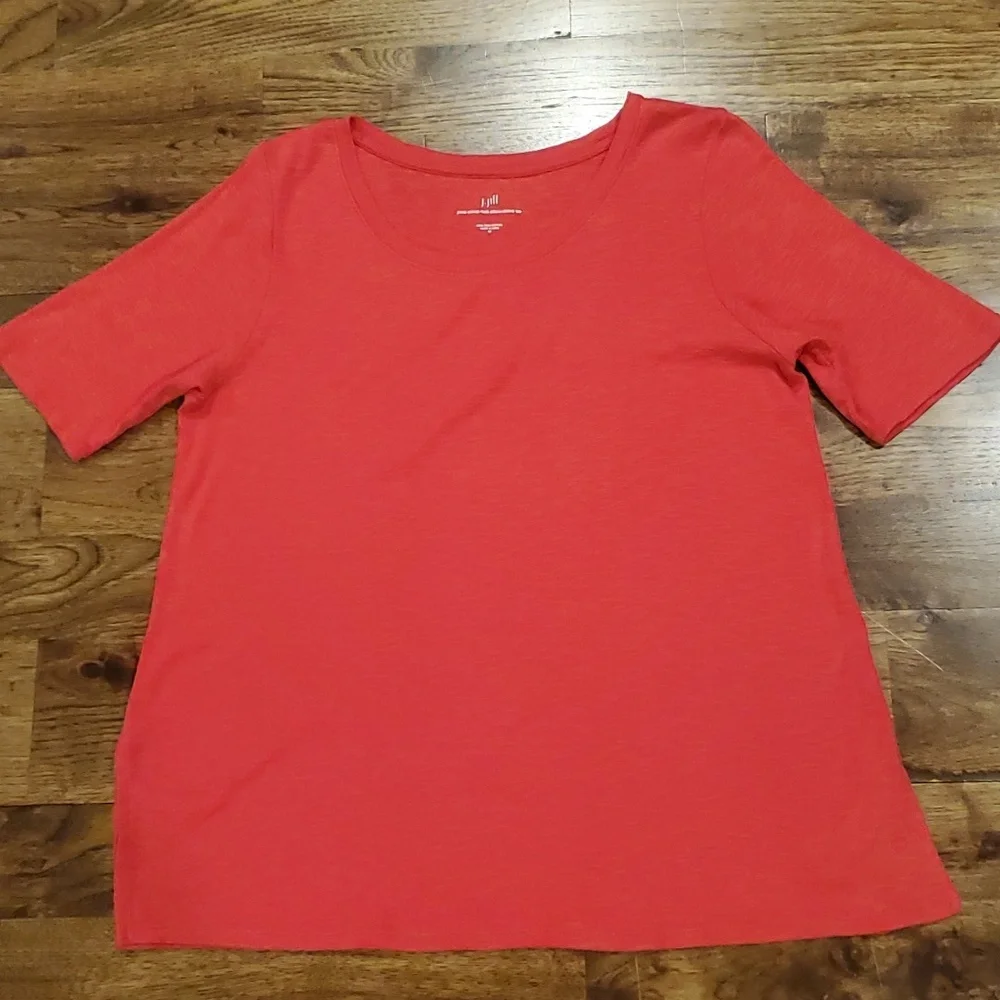 Womens J. Jill red short sleeve round neck shirt size M